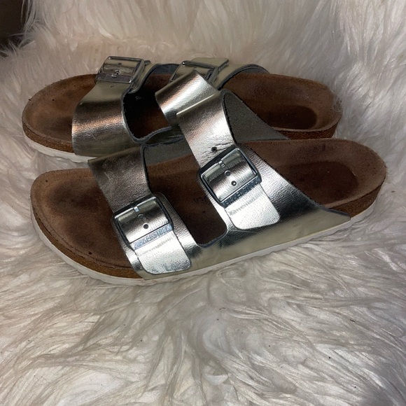 Silver Birkenstocks size 41 - Picture 2 of 4